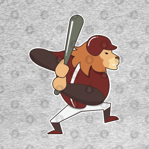 Lion at Baseball with Baseball bat by Markus Schnabel